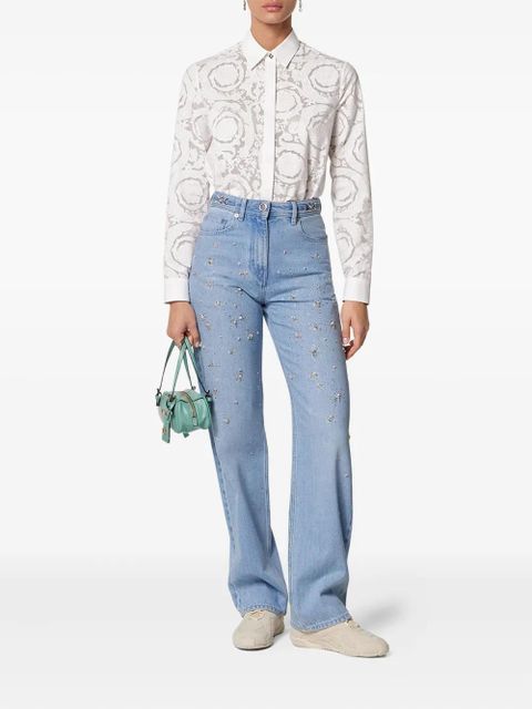 Versace Barocco-jacquard button-up shirt - White