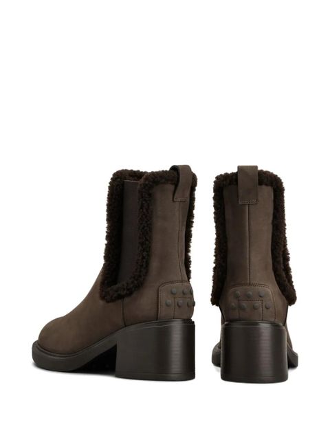 Tod's faux-fur trim Chelsea boots - Brown