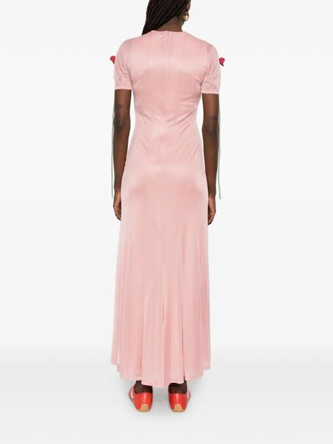 Moschino floral-appliqued midi dress - Pink