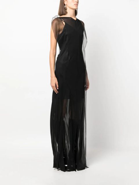 Victoria Beckham semi-sheer sleeveless maxi dress - Black