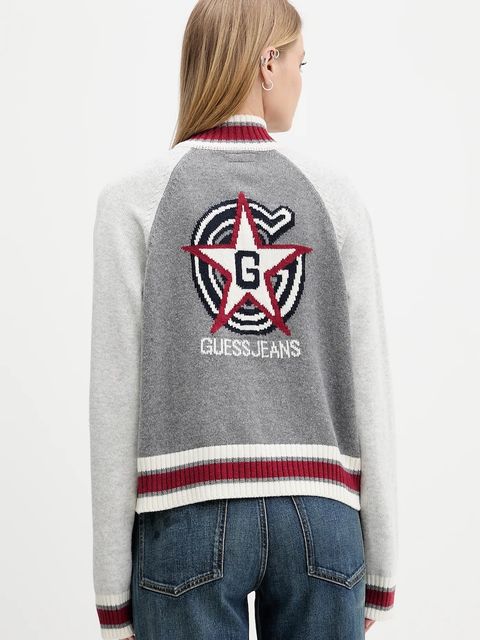 Guess Jeans kardigan z dodatkiem wełny damski kolor szary lekki W5BR12 Z0561 - zdjęcie produktu nr 1