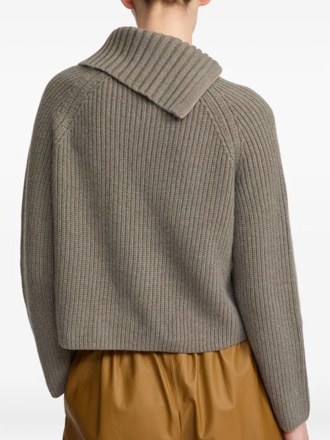 Yves Salomon zip-neck ribbed sweater - Grey