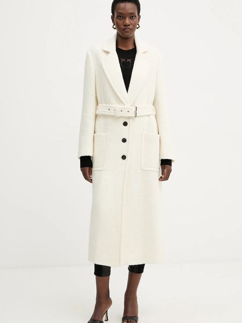 Pinko płaszcz z dodatkiem wełny kolor beżowy 105695 A2UB - zdjęcie produktu nr 1