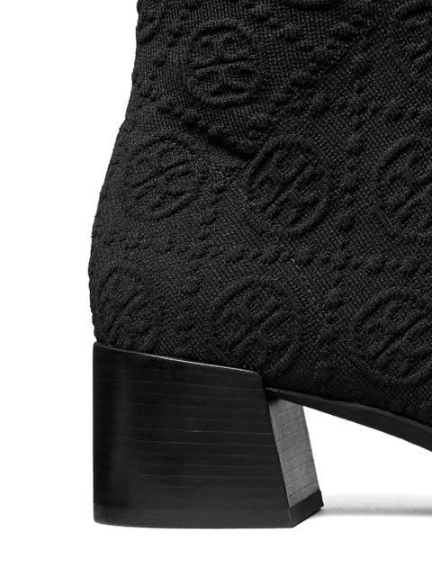 Tory Burch 45mm monogram knit ankle boots - Black
