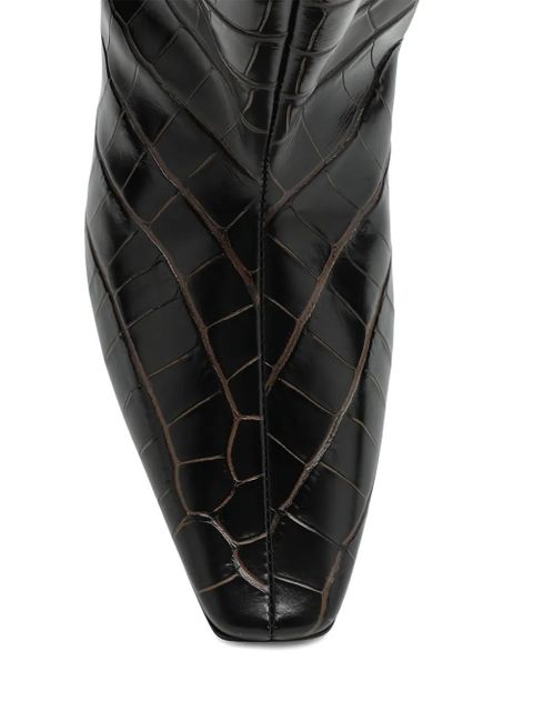 TOTEME croc-embossed knee-high boots - Brown