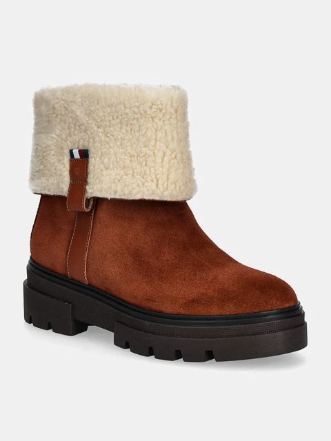 Tommy Hilfiger botki zamszowe FAUX FUR SUEDE ROLL-DOWN BOOT - zdjęcie produktu nr 2