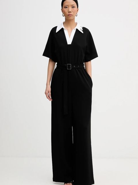 Karl Lagerfeld kombinezon SIGNATURE kolor czarny z kołnierzykiemm B1W13031 - zdjęcie produktu nr 1