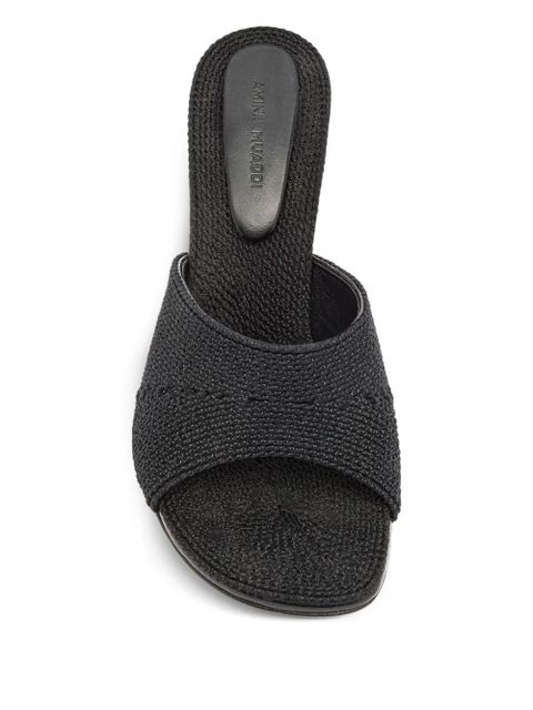 Amina Muaddi 90mm Taylor textured mules - Black