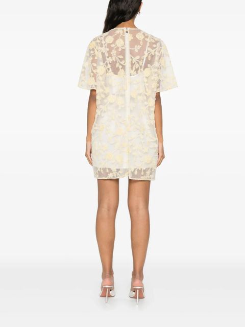 ROTATE BIRGER CHRISTENSEN floral-embroidered beaded mini dress - Yellow