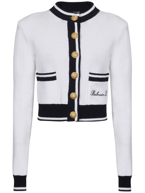Balmain Balmain Signature logo-embroidered cardigan - White