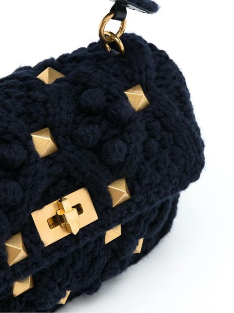 Valentino Garavani Rockstud knitted tote bag - Blue