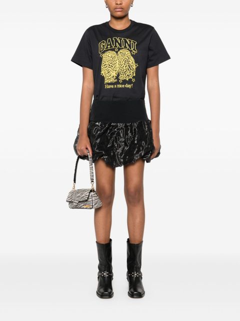 GANNI jersey owls T-shirt - Grey