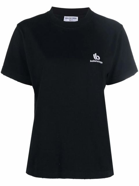 Balenciaga logo embroidered cotton T-shirt - Black - zdjęcie produktu nr 1
