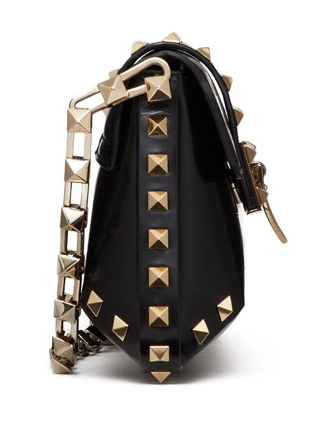 Valentino Garavani Rockstud brushed-leather shoulder bag - Black