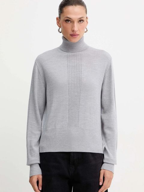 Patrizia Pepe sweter wełniany damski kolor szary z golfem 2K0340 KM36 - zdjęcie produktu nr 1