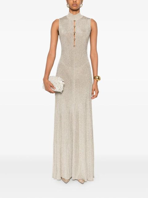 Self-Portrait turtleneck button-front maxi evening dress - Neutrals - zdjęcie produktu nr 2