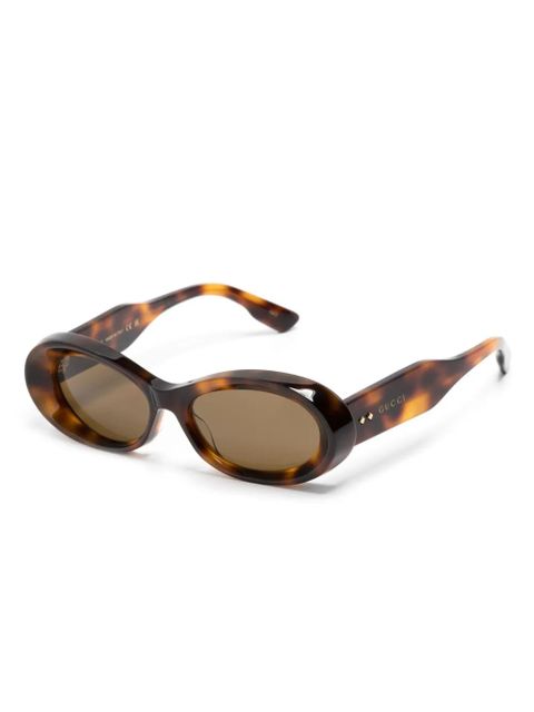 Gucci Eyewear tortoiseshell oval-frame sunglasses - Brown - zdjęcie produktu nr 2