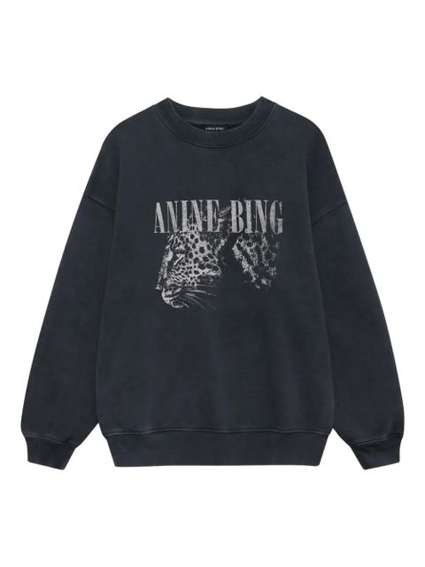 ANINE BING Spencer leopard-print sweatshirt - Black - zdjęcie produktu nr 1