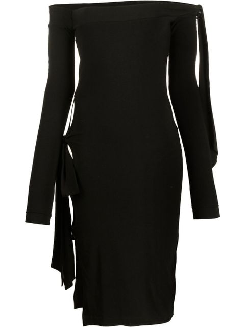 ROTATE BIRGER CHRISTENSEN off-shoulder tie-detail midi dress - Black - zdjęcie produktu nr 1
