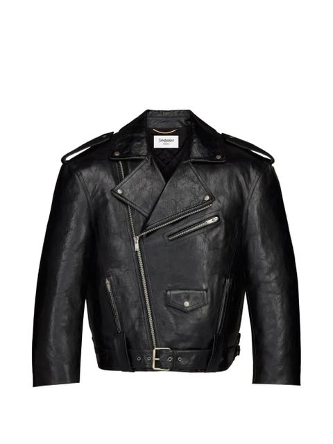 Saint Laurent belted leather jacket - Black - zdjęcie produktu nr 1