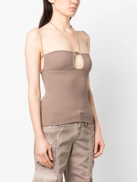 Blumarine halterneck knitted top - Brown