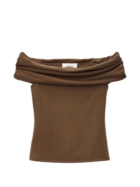 Ba&Sh Bene gathered off-shoulder top - Brown - zdjęcie produktu nr 1
