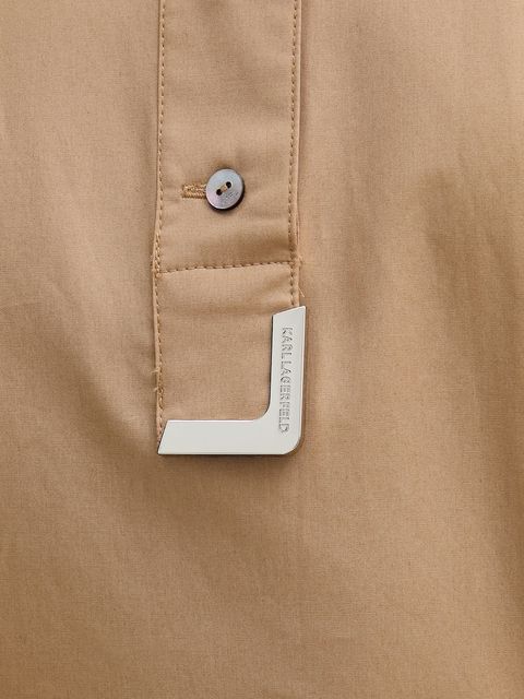 Karl Lagerfeld bluzka bawełniana damska kolor beżowy gładka B1W11006