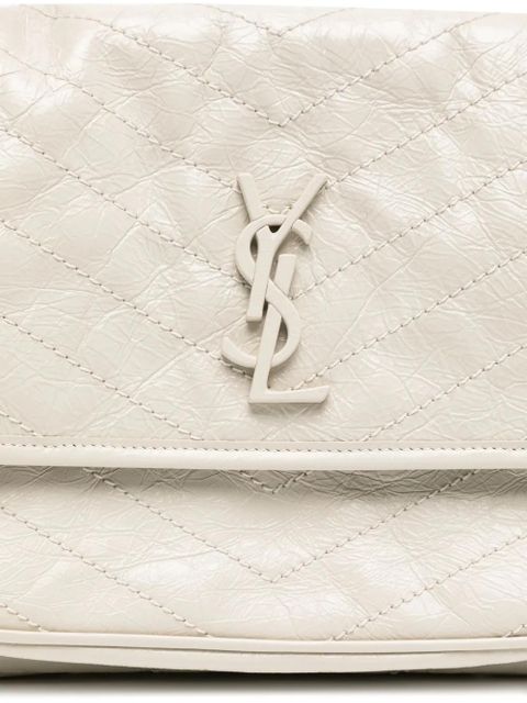Saint Laurent large Nikki M crinkled shoulder bag - Neutrals
