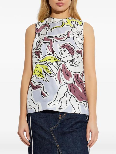 Tory Burch print scarf top - Blue