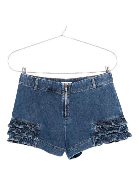 SANDRO ruffled denim shorts - Blue