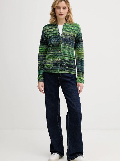 United Colors of Benetton kardigan z dodatkiem wełny kolor zielony 105CD6880