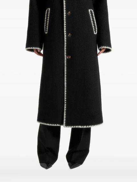 Manière De Voir Elora blanket-stitch belted coat - Black