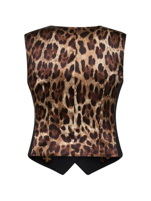 Dolce & Gabbana leopard-print V-neck waitcoat - Black - zdjęcie produktu nr 2