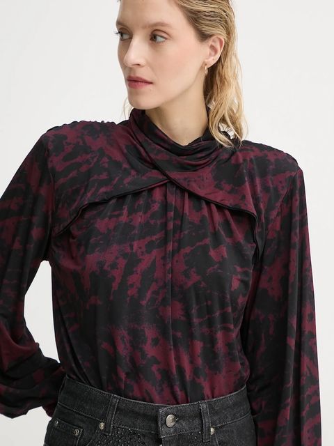 Gestuz bluzka damska kolor bordowy wzorzysta 10909578