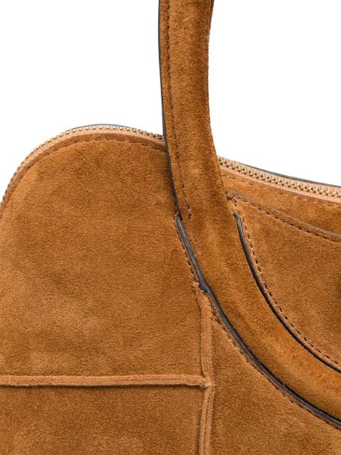 STAUD suede panelled tote bag - Brown