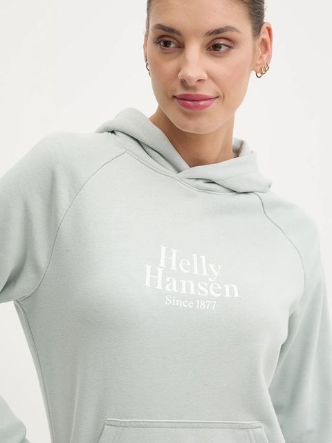 Helly Hansen bluza damska kolor zielony z kapturem z aplikacją 54239