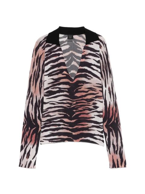 PINKO tiger-print V-neck T-shirt - Neutrals - zdjęcie produktu nr 1