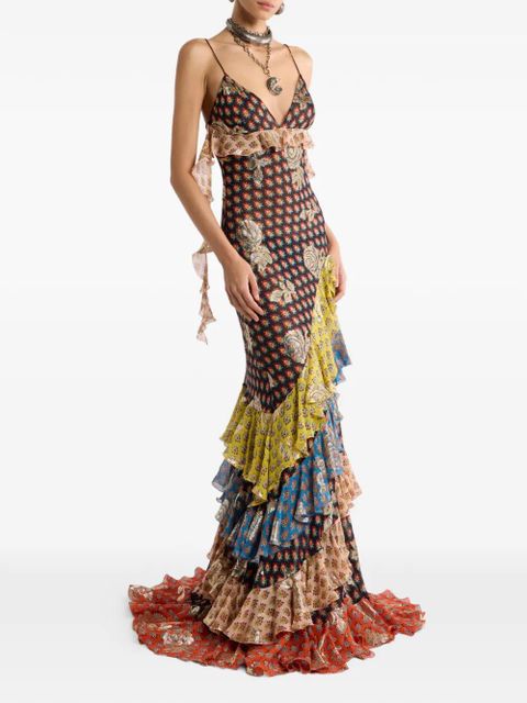 ETRO V-neck ruffled maxi dress - Black - zdjęcie produktu nr 2