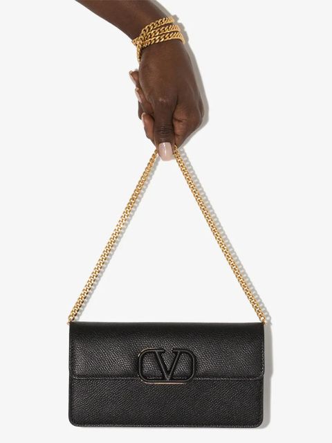 Valentino Garavani Vlogo grained-leather mini bag - Black