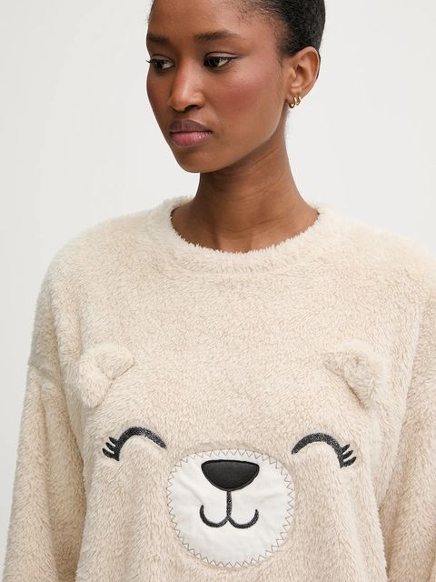 United Colors of Benetton bluza piżamowa damska kolor beżowy 3UKC3M07Z