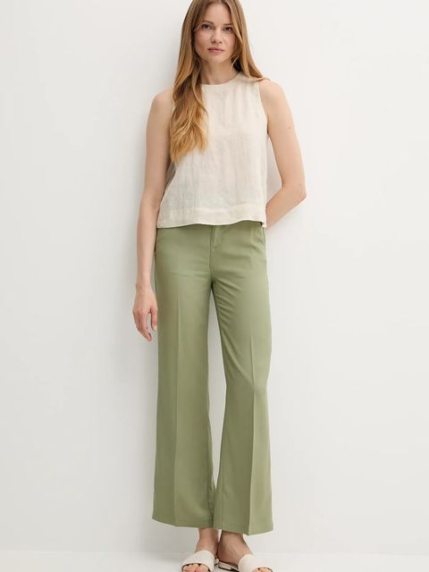 United Colors of Benetton spodnie damskie kolor zielony proste high waist 4T91DF099 - zdjęcie produktu nr 2