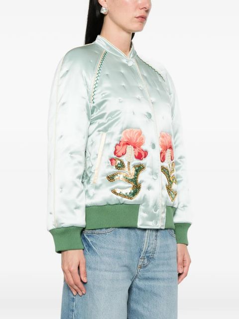 Valentino Garavani floral quilted bomber jacket - Blue
