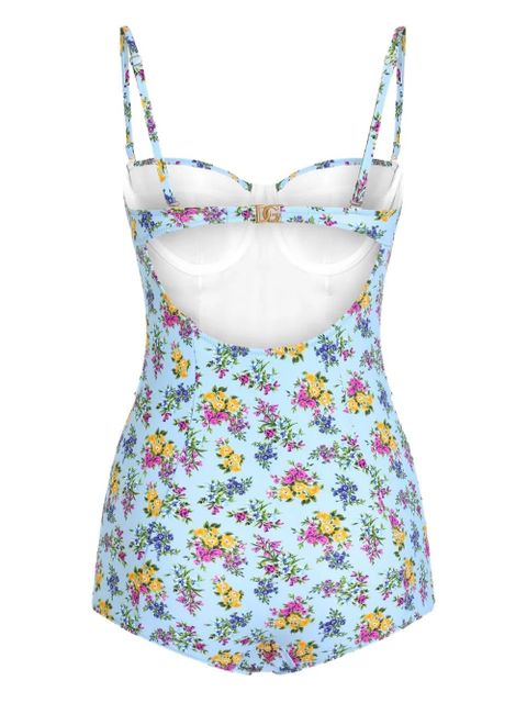 Dolce & Gabbana floral-print swimsuit - Blue - zdjęcie produktu nr 2