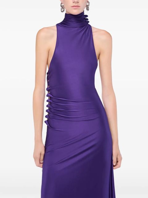 Rabanne draped snap-fastening midi dress - Purple