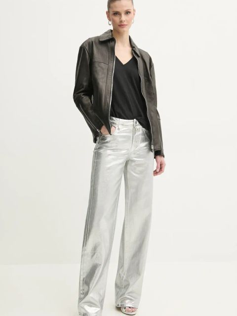 Patrizia Pepe kurtka skórzana kolor czarny przejściowa 8O0160 L143