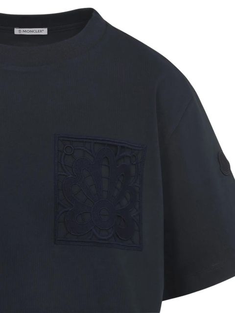Moncler appliquéd tie-side T-shirt - Blue