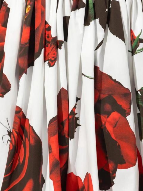 Alexander McQueen floral-print flared mini dress - White
