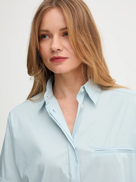 United Colors of Benetton koszula damska kolor niebieski relaxed z kołnierzykiem klasycznym 54KXDQ0CB - zdjęcie produktu nr 2