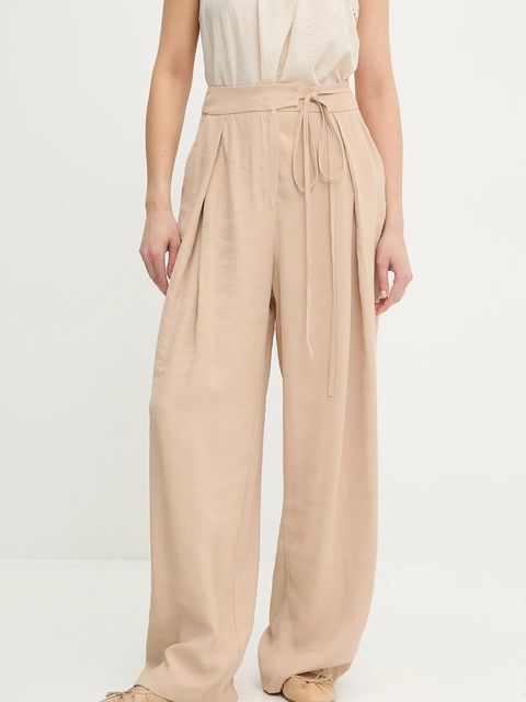 Answear.LAB spodnie damskie kolor beżowy szerokie high waist