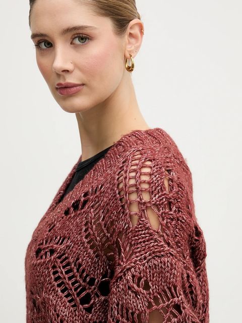 Sisley sweter z dodatkiem wełny damski kolor czerwony 1H5BL401E